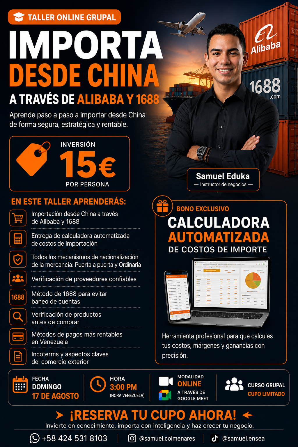 Flyer Taller Online Grupal Importa desde China